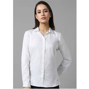 Women White Solid Long Sleeves Shirt